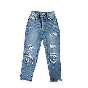 PacSun High Rise Straight Leg Distressed Light Wash Jeans Size 24